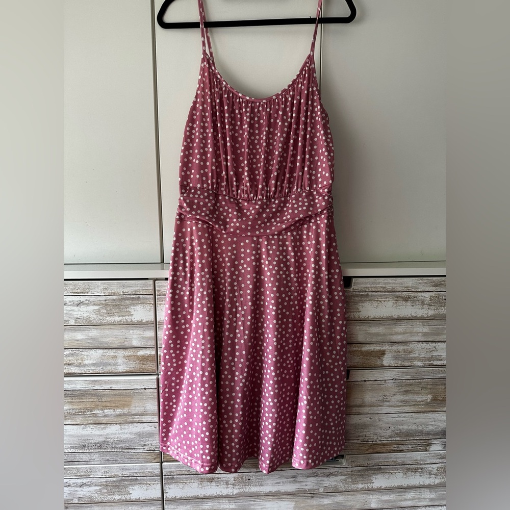 🌸 Dirass Polka Dot Midi Dress XL Pockets NWOT Adjustable